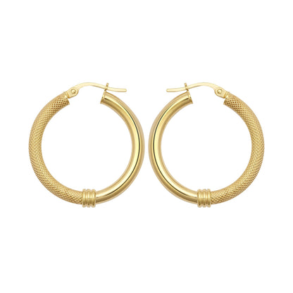 9ct Gold  Snake Skin Mesh Styles Clash 3mm Hoop Earrings 26mm - JER805C