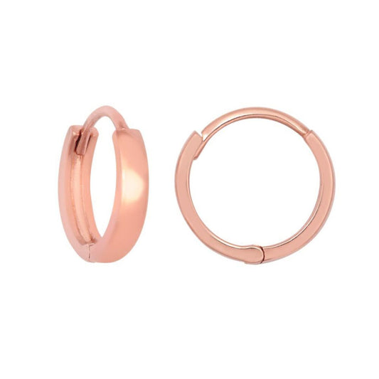 9ct Rose Gold  Domed Polished Huggie Hoop Earrings, 10mm - JER811