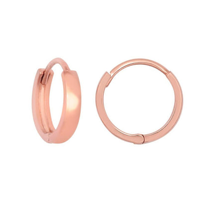 9ct Rose Gold  Domed Polished Huggie Hoop Earrings, 10mm - JER811