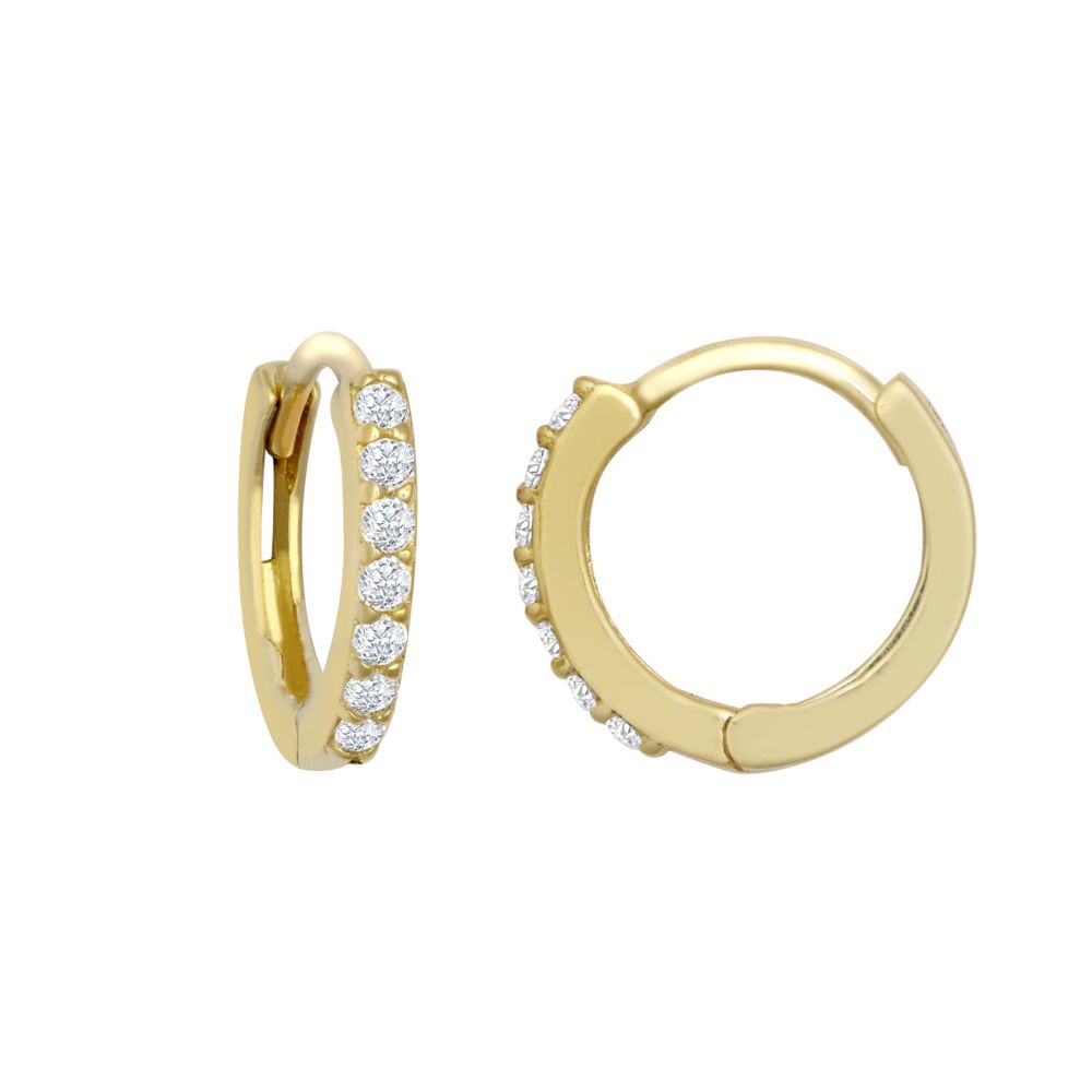 9ct Gold  CZ 7 Stone Eternity Huggie Hoop Earrings, 10mm - JER812