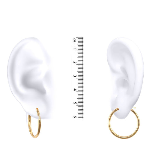 Ladies 14ct Gold  Polished Round Tube 2mm Hoop Earrings 25mm - JER822C