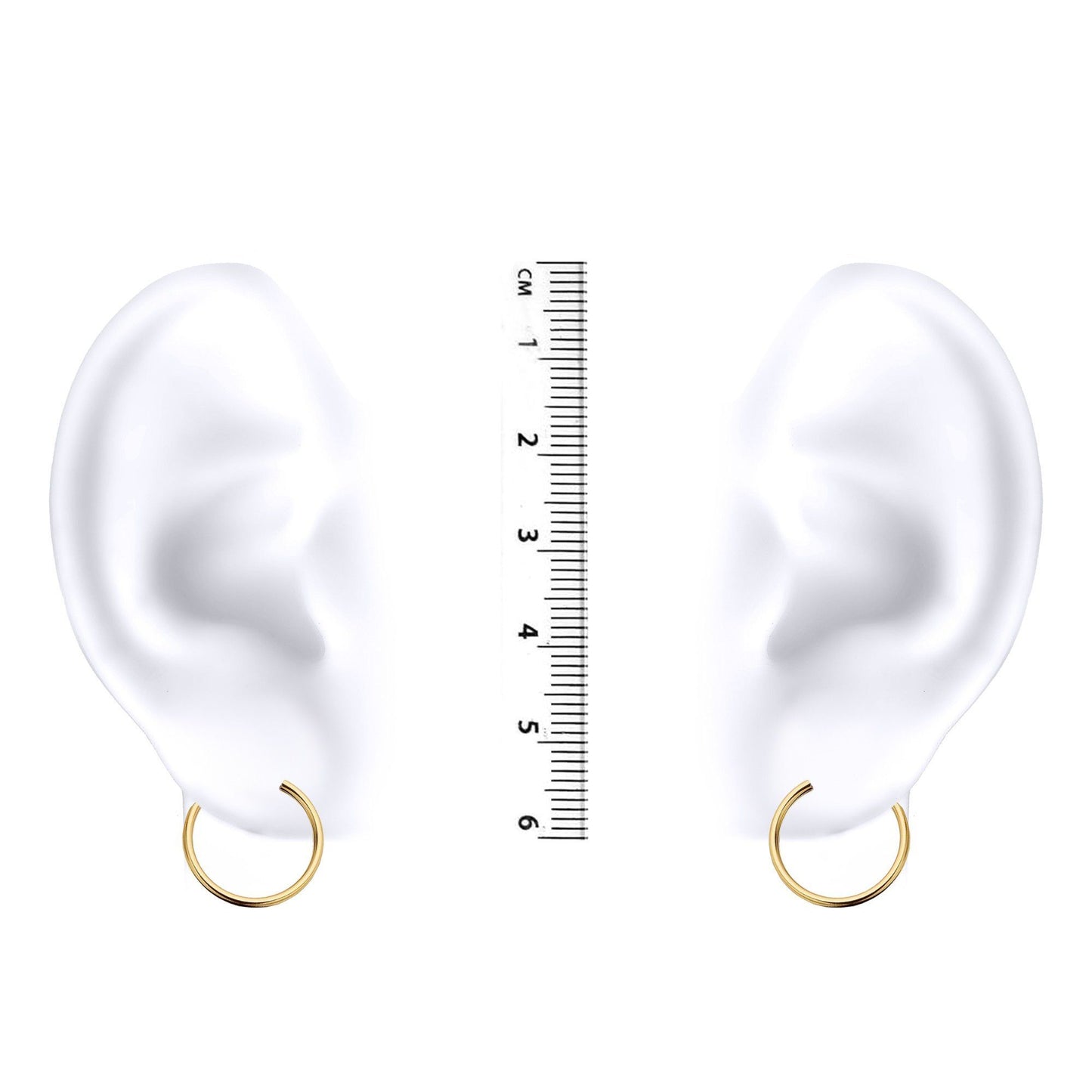 Ladies 9ct Gold  Plain Polished Sleeper 1mm Hoop Earrings 15mm - JER828A