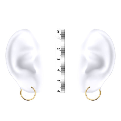 Ladies 9ct Gold  Plain Polished Sleeper 1mm Hoop Earrings 15mm - JER828A