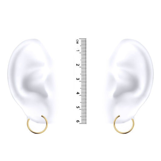 Ladies 9ct Gold  Plain Polished Sleeper 1mm Hoop Earrings 15mm - JER828A