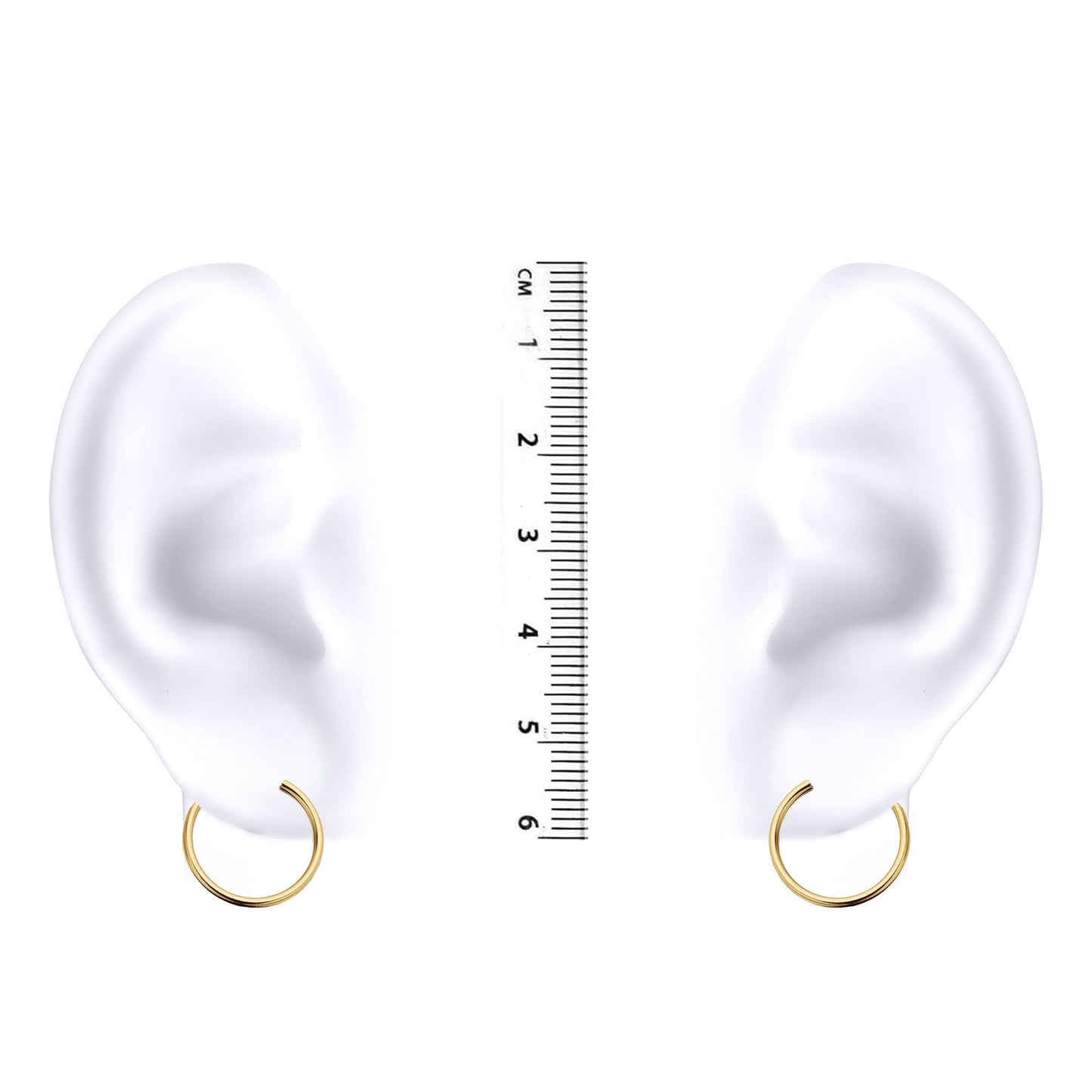 Ladies 9ct Gold  Plain Polished Sleeper 1mm Hoop Earrings 15mm - JER828A