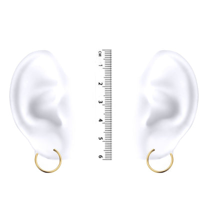 Ladies 9ct Gold  Plain Polished Sleeper 1mm Hoop Earrings 15mm - JER828A