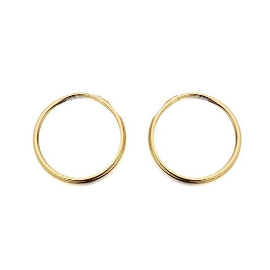 Ladies 9ct Gold  Plain Polished Sleeper 1mm Hoop Earrings 18mm - JER828B