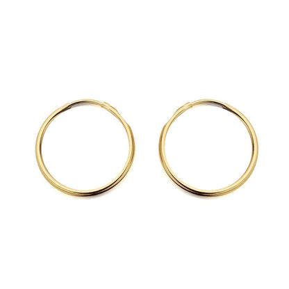 Ladies 9ct Gold  Plain Polished Sleeper 1mm Hoop Earrings 17.5mm - JER828B