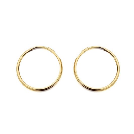 Ladies 9ct Gold  Plain Polished Sleeper 1mm Hoop Earrings 17.5mm - JER828B