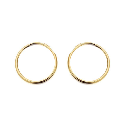 Ladies 9ct Gold  Plain Polished Sleeper 1mm Hoop Earrings 18mm - JER828B