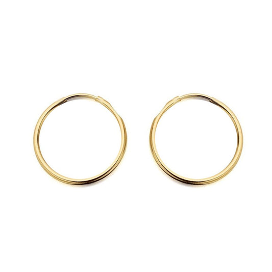 Ladies 9ct Gold  Plain Polished Sleeper 1mm Hoop Earrings 17.5mm - JER828B