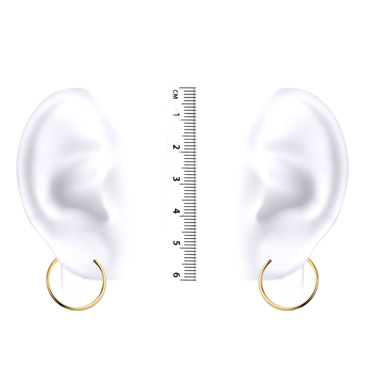 Ladies 9ct Gold  Plain Polished Sleeper 1mm Hoop Earrings 17.5mm - JER828B