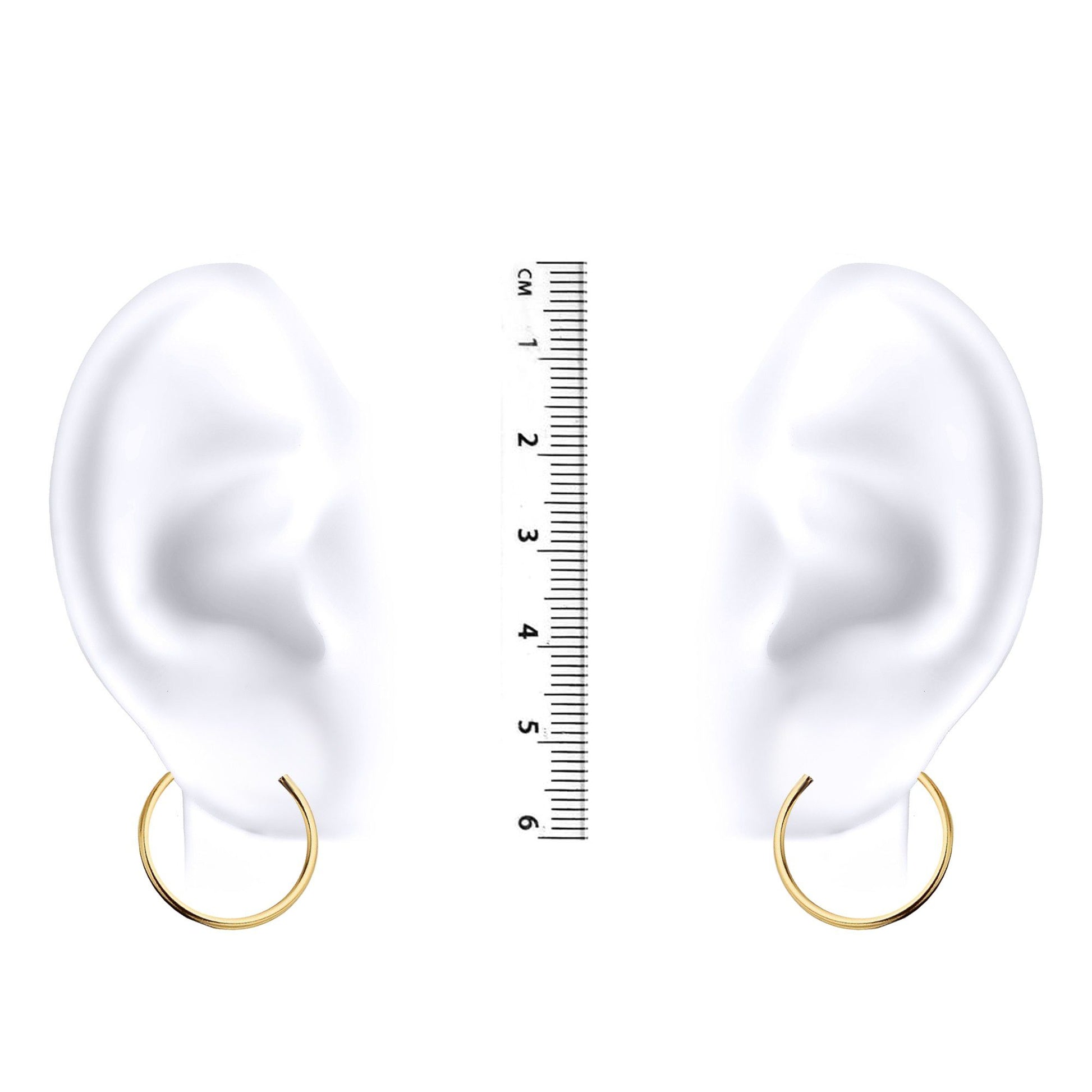 Ladies 9ct Gold  Plain Polished Sleeper 1mm Hoop Earrings 17.5mm - JER828B