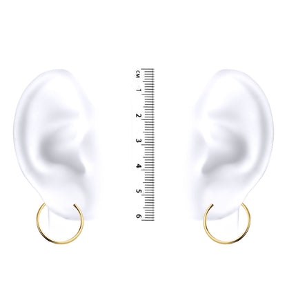 Ladies 9ct Gold  Plain Polished Sleeper 1mm Hoop Earrings 17.5mm - JER828B