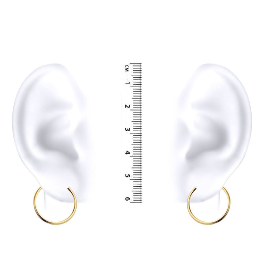 Ladies 9ct Gold  Plain Polished Sleeper 1mm Hoop Earrings 17.5mm - JER828B