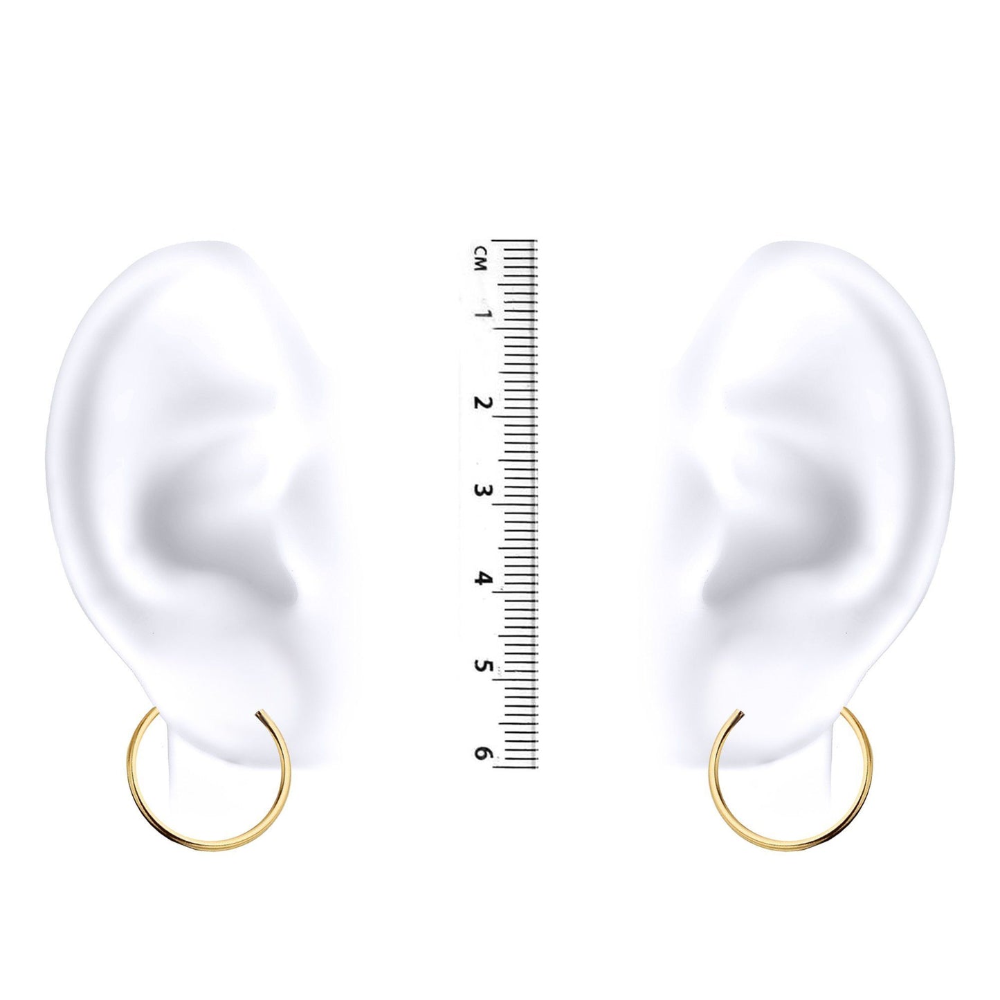 Ladies 9ct Gold  Plain Polished Sleeper 1mm Hoop Earrings 17.5mm - JER828B
