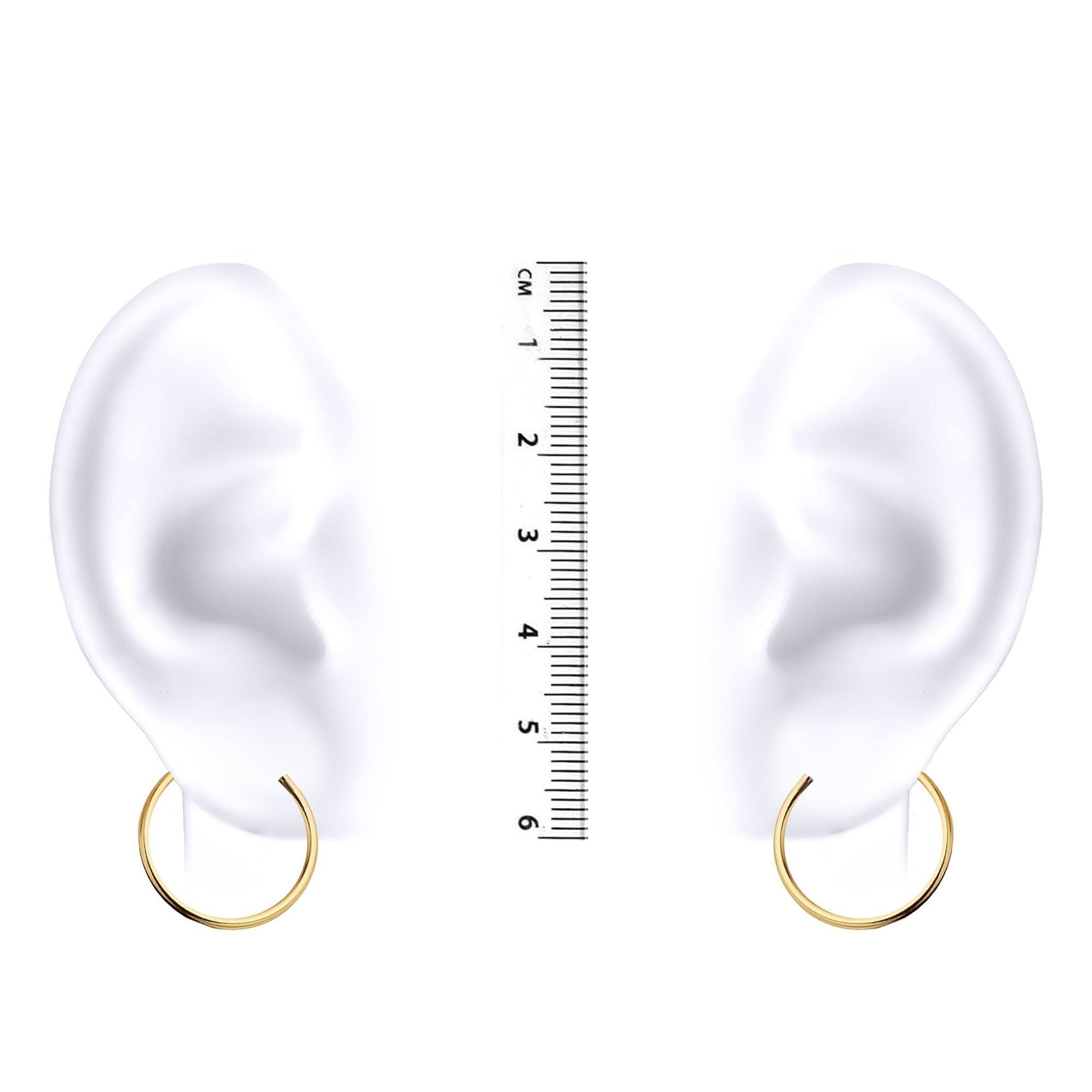 Ladies 9ct Gold  Plain Polished Sleeper 1mm Hoop Earrings 17.5mm - JER828B