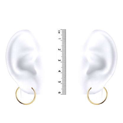 Ladies 9ct Gold  Plain Polished Sleeper 1mm Hoop Earrings 17.5mm - JER828B