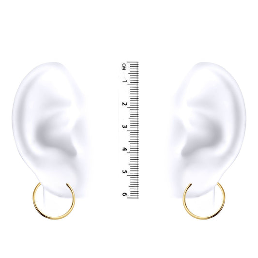 Ladies 9ct Gold  Plain Polished Sleeper 1mm Hoop Earrings 17.5mm - JER828B
