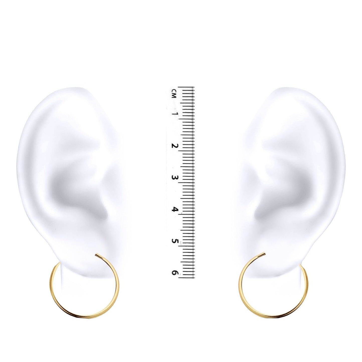 Ladies 9ct Gold  Plain Polished Sleeper 1mm Hoop Earrings 20mm - JER828C