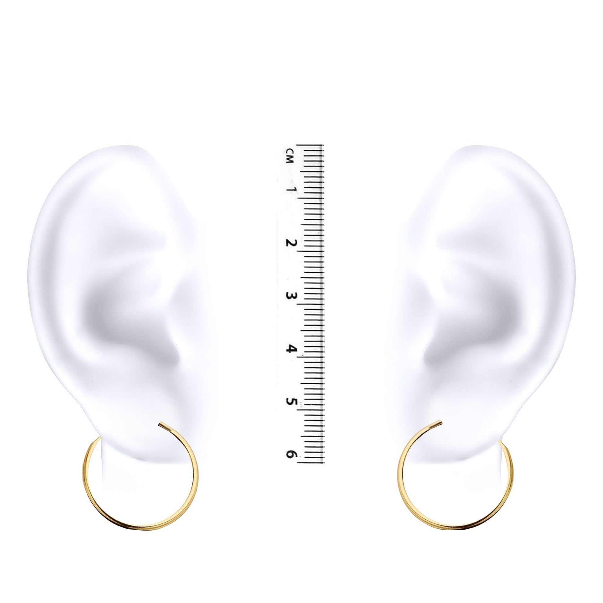 Ladies 9ct Gold  Plain Polished Sleeper 1mm Hoop Earrings 20mm - JER828C