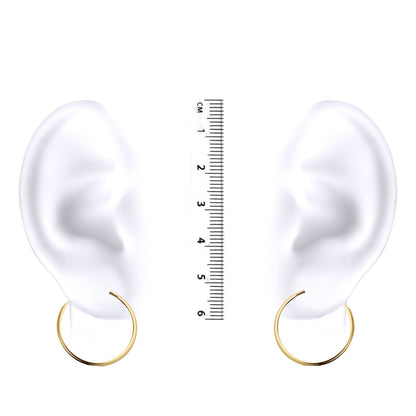 Ladies 9ct Gold  Plain Polished Sleeper 1mm Hoop Earrings 20mm - JER828C