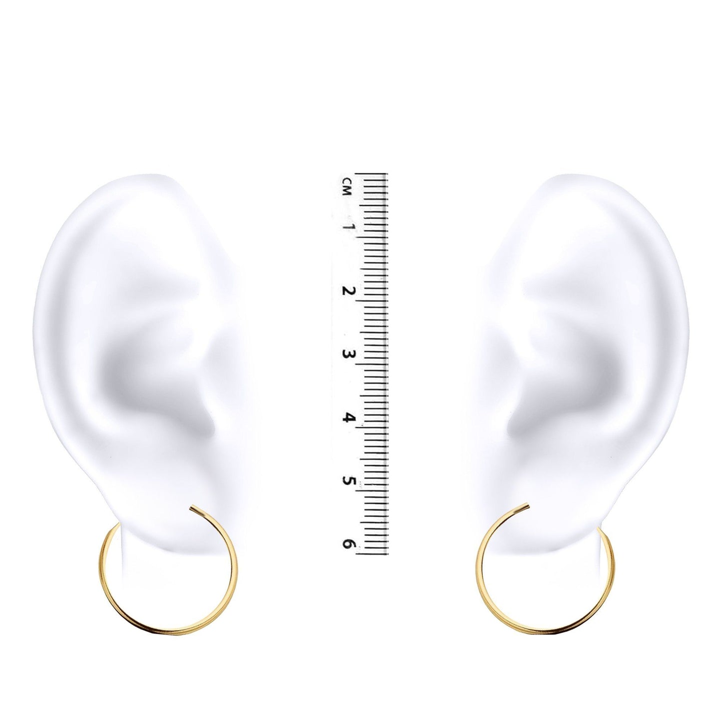 Ladies 9ct Gold  Plain Polished Sleeper 1mm Hoop Earrings 20mm - JER828C