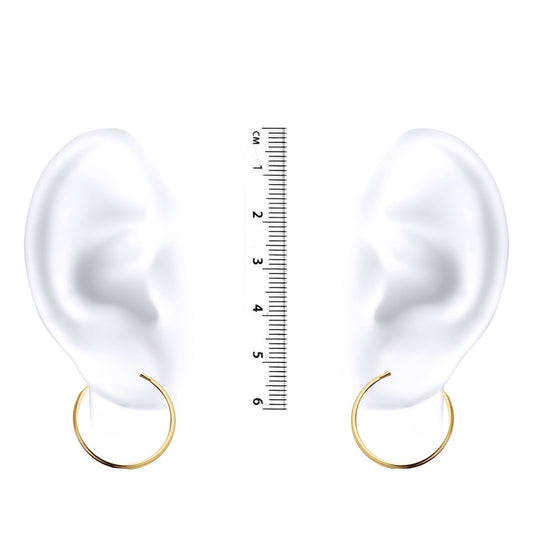 Ladies 9ct Gold  Plain Polished Sleeper 1mm Hoop Earrings 20mm - JER828C