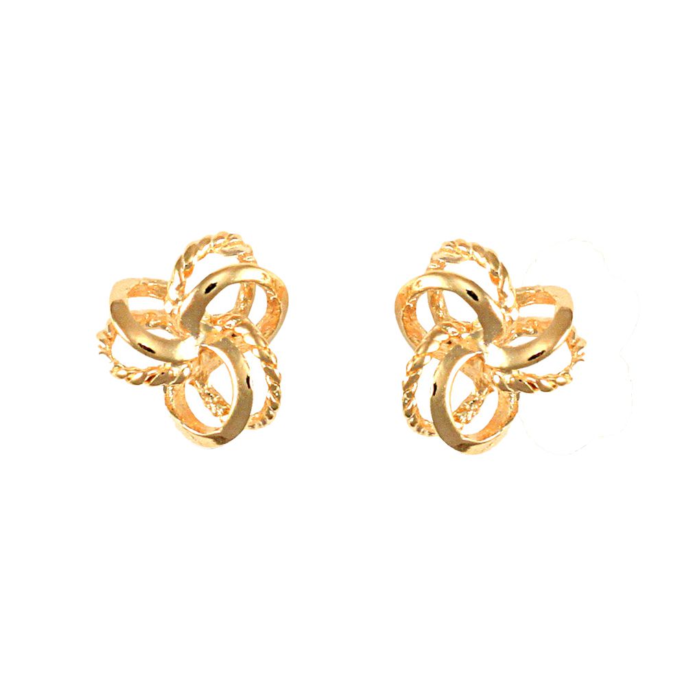 Ladies 9ct Gold  Trinity Double Love Knot Stud Earrings - JES002