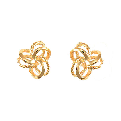 Ladies 9ct Gold  Trinity Double Love Knot Stud Earrings - JES002