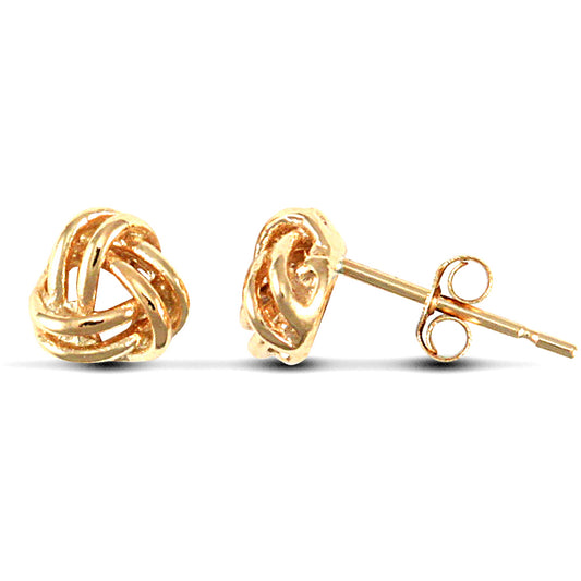 Ladies 9ct Gold  Wool Love Knot Stud Earrings - JES003