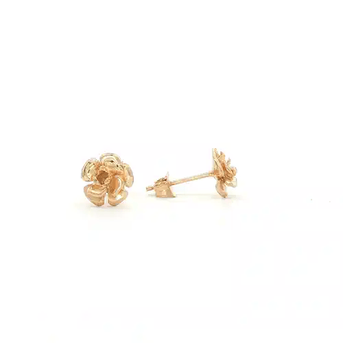 Ladies 9ct Gold  Rose Flower Petals Stud Earrings - JES004