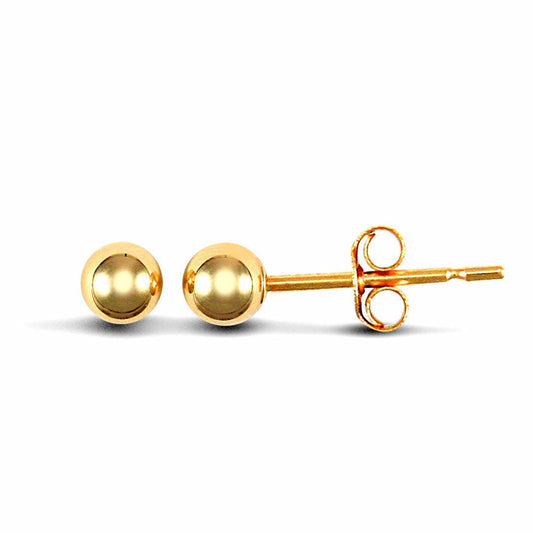 9ct Gold  Ball Bead Stud Earrings, 3mm - JES077