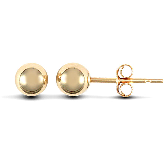 9ct Gold  Ball Bead Stud Earrings, 4mm - JES078