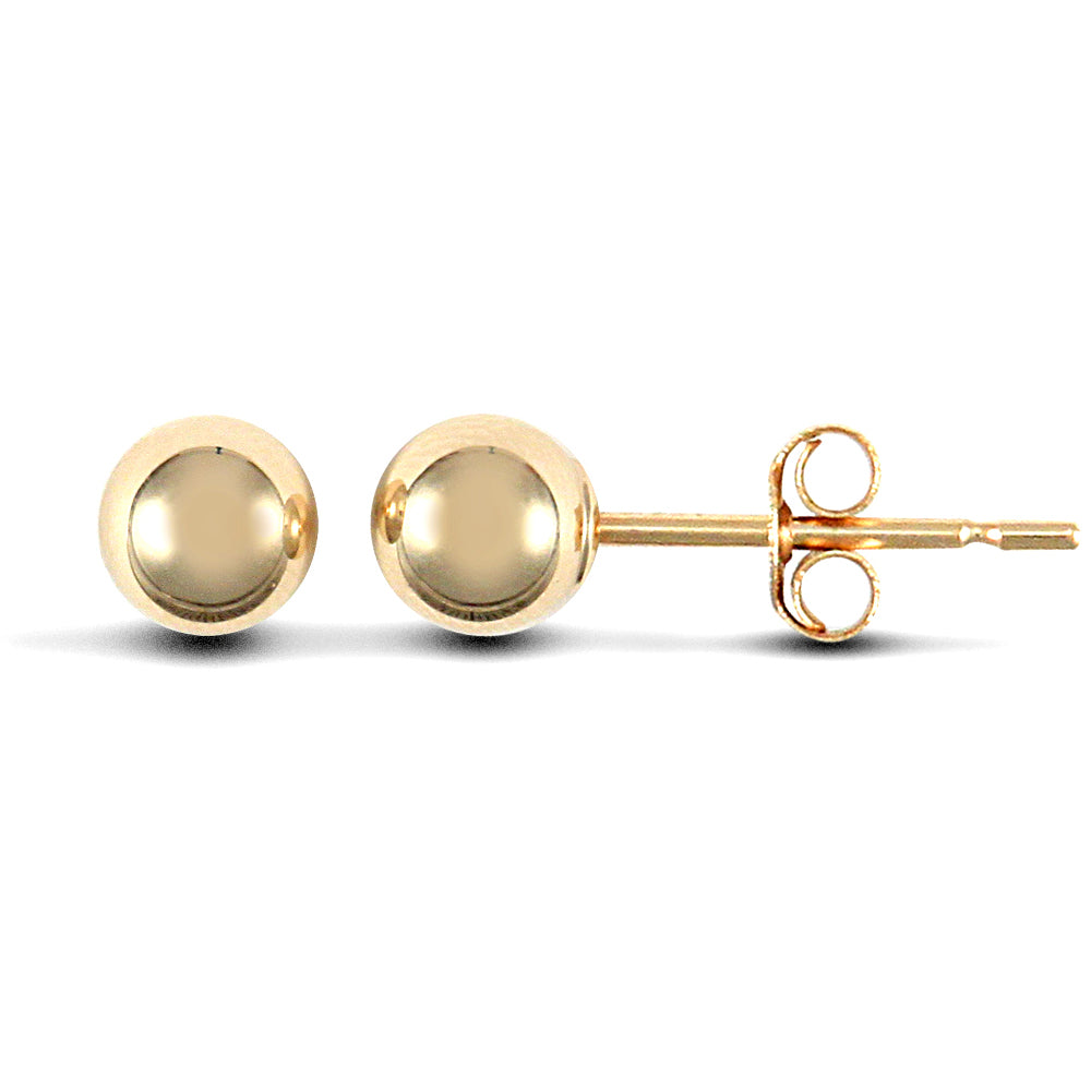 9ct Gold  Ball Bead Stud Earrings, 4mm - JES078