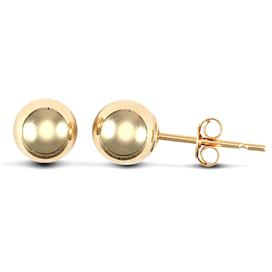 9ct Gold  Ball Bead Stud Earrings, 5mm - JES079