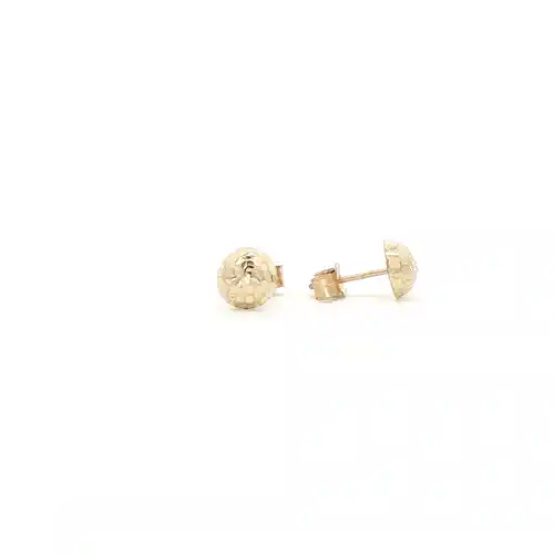 Ladies 9ct Gold  Diamond Cut Half Disco Ball Stud Earrings, 7mm - JES084