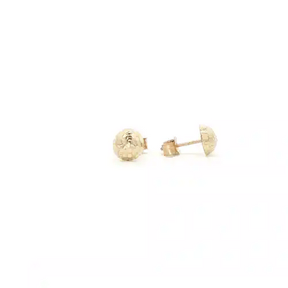 Ladies 9ct Gold  Diamond Cut Half Disco Ball Stud Earrings, 7mm - JES084