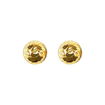 Ladies 9ct Gold  Diamond Cut Half Disco Ball Stud Earrings, 7mm - JES084