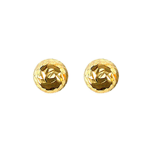 Ladies 9ct Gold  Diamond Cut Half Disco Ball Stud Earrings, 7mm - JES084