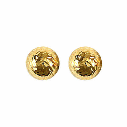 Ladies 9ct Gold  Diamond Cut Half Disco Ball Stud Earrings, 9mm - JES085