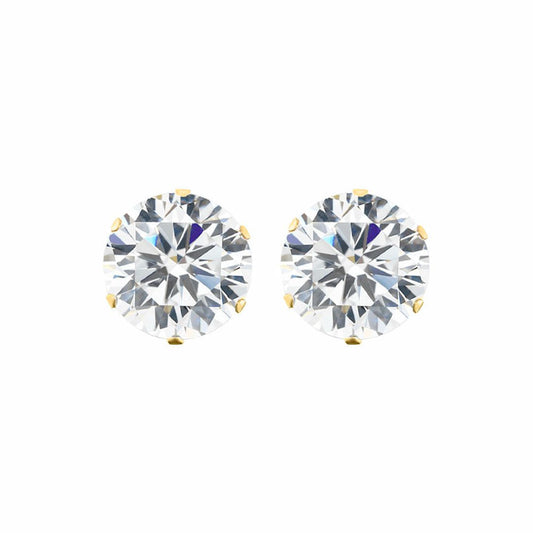 9ct Gold  CZ 6 Claw Solitaire Stud Earrings, 10mm 8 Carats - JES101A