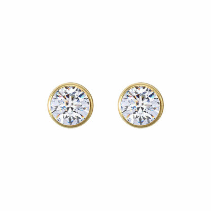 9ct Gold  CZ Rub Over Solitaire Stud Earrings, 4mm ½ Carat - JES103