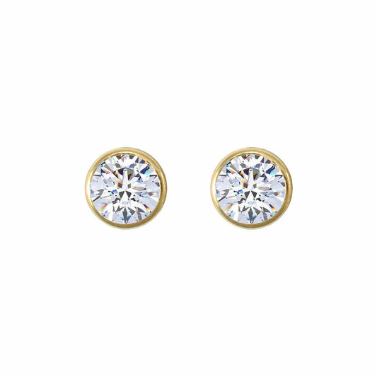 9ct Gold  CZ Rub Over Solitaire Stud Earrings, 4mm ½ Carat - JES103