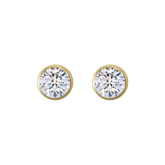 9ct Gold  CZ Rub Over Solitaire Stud Earrings, 4mm ½ Carat - JES103