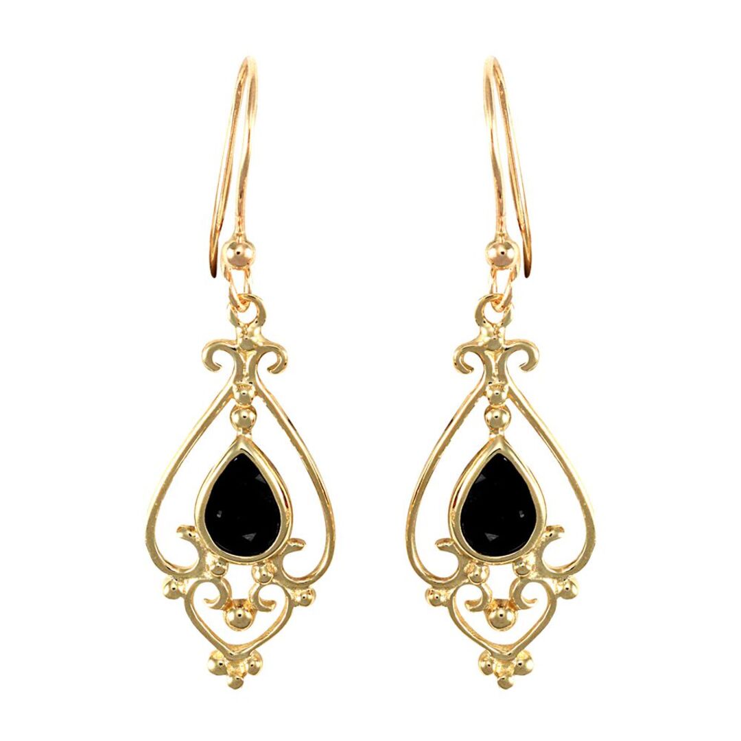 9ct Gold  Dark Sapphire Chandelier Drop Earrings 7x5mm 1½ Carats - JES117