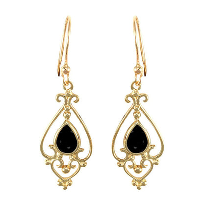 9ct Gold  Dark Sapphire Chandelier Drop Earrings 7x5mm 1½ Carats - JES117