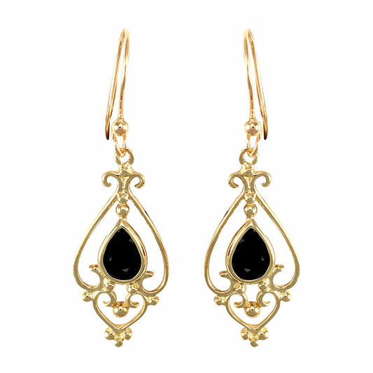 9ct Gold  Dark Sapphire Tears of Joy Chandelier Drop Earrings - JES117