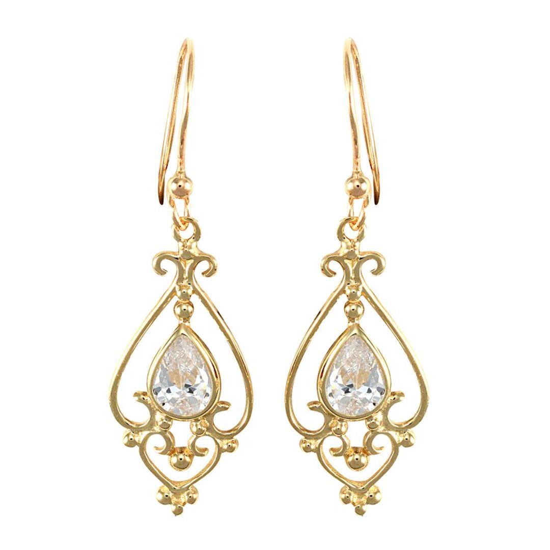 9ct Gold  CZ Tears of Joy Chandelier Drop Earrings 7x5mm 1½ Carats - JES118