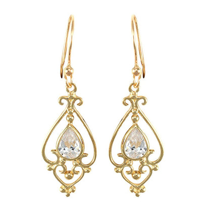 9ct Gold  CZ Tears of Joy Chandelier Drop Earrings 7x5mm 1½ Carats - JES118